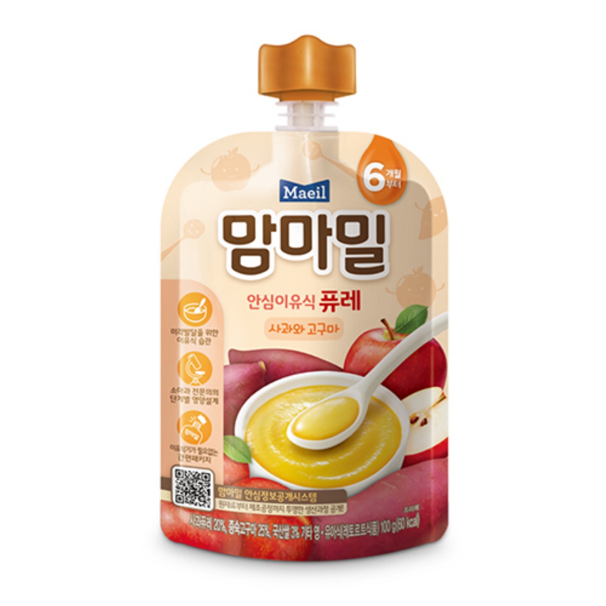 매일 맘마밀 퓨레 사과와 고구마 (6개월) (100G)