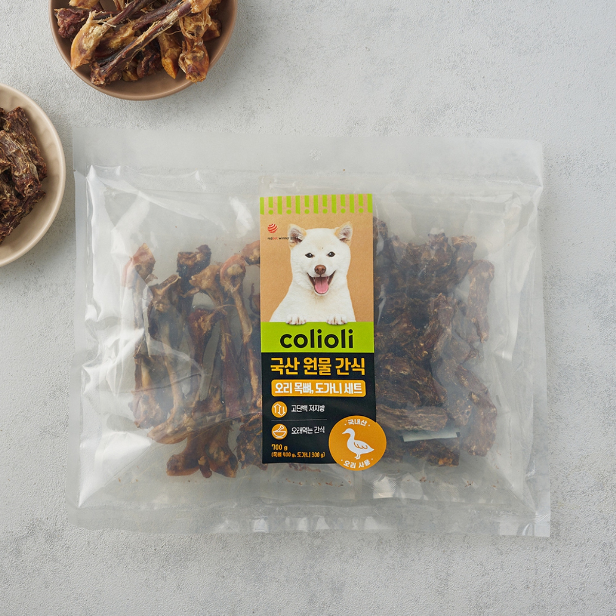 콜리올리 국산 원물 간식(오리목뼈, 오리도가니 세트) (700G)