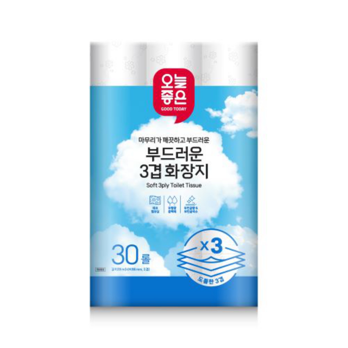 오늘좋은 부드러운 3겹 화장지 (28M*30롤)